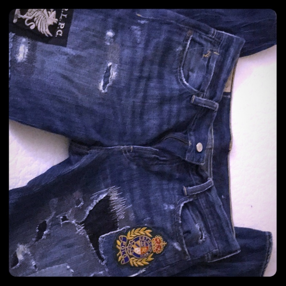 Authentic Super RARE Ralph Lauren Patchwork Jeans